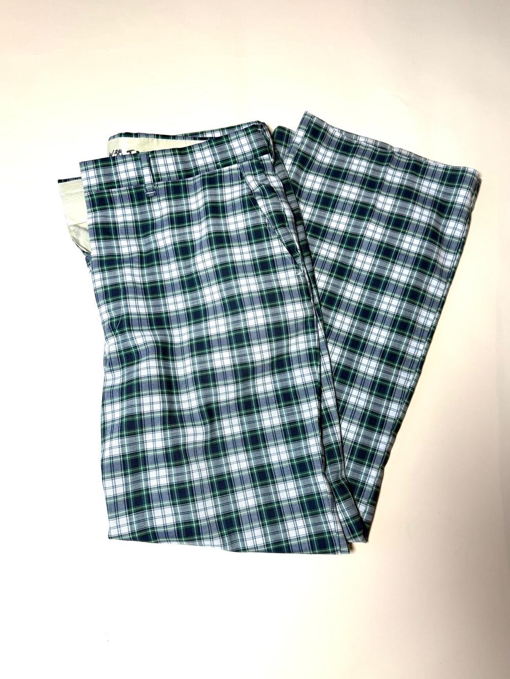 Paramount Press Green Plaid Golf Trousers Straight Leg